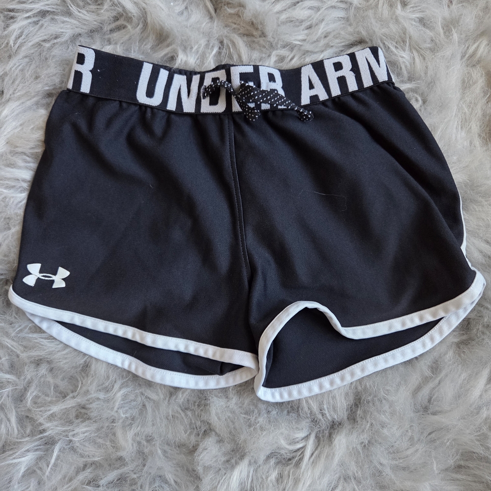 Under Armour Women's Black and White Athletic Shorts